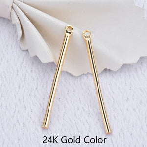 10PCS 24K Brass Round Rods Charms Pendants DIY Jewelry Findings