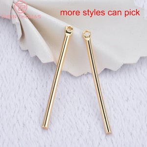 10PCS 24K Brass Round Rods Charms Pendants DIY Jewelry Findings