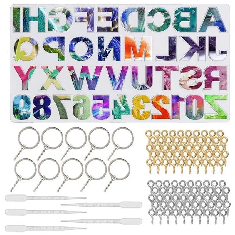116pcs Letter Keychain Set Resin Molds for Jewelry Making DIY