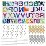 116pcs Letter Keychain Set Resin Molds for Jewelry Making DIY