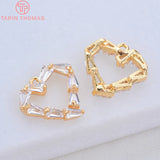 4PCS 11x12MM Zircon Heart Pendants Charms, DIY Jewelry Findings
