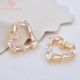 4PCS 11x12MM Zircon Heart Pendants Charms, DIY Jewelry Findings
