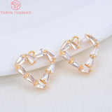 4PCS 11x12MM Zircon Heart Pendants Charms, DIY Jewelry Findings