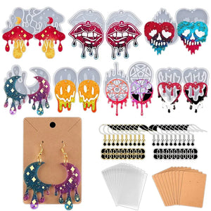 117Pcs Resin Jewelry Mould, Earring Pendant Silicone Mould with Earring Hook