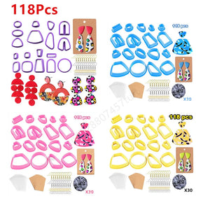 118Pcs Polymer Clay Cutters for Earrings DIY Jewelry Pendant Making Tools