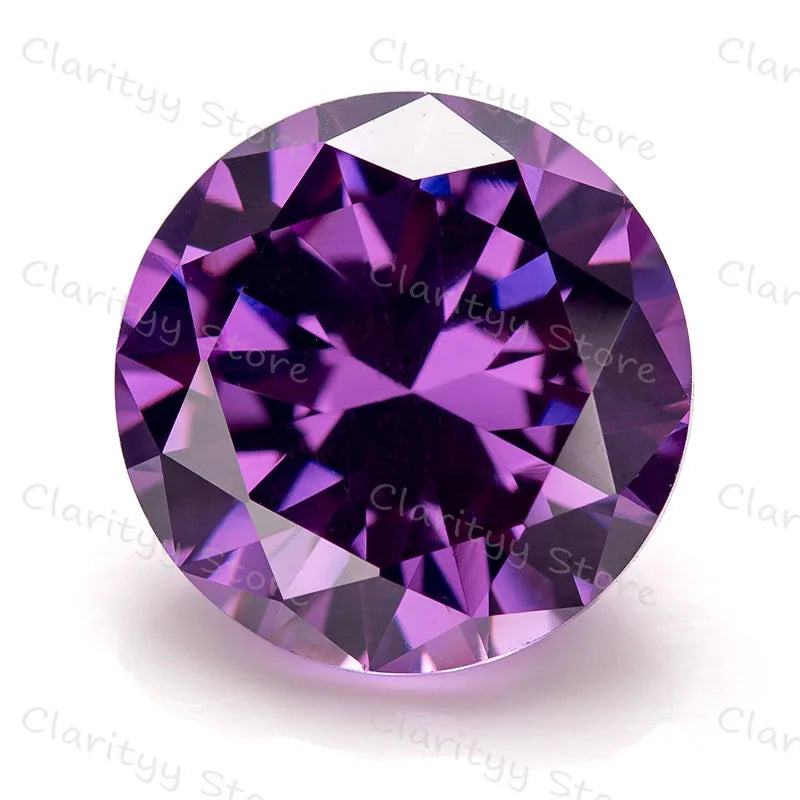 5.0ct Round Purple CZ Stones Beads Brilliant Cut Loose Stone