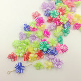 80Pcs Clay Charms Stripe Flower Mix Jewelry Beads