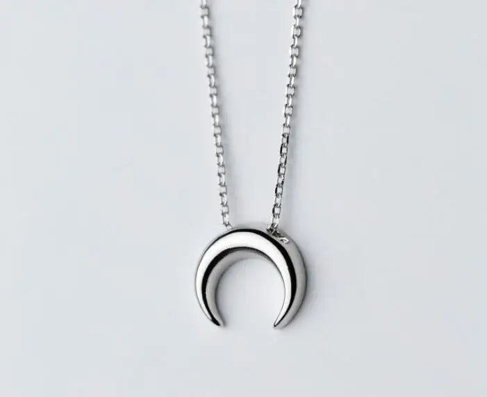 925 Silver Crescent Moon Necklace C-D4293