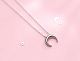 925 Silver Crescent Moon Necklace C-D4293