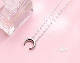 925 Silver Crescent Moon Necklace C-D4293