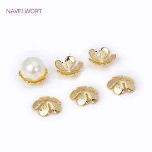18K Plated Brass Flower Bead Cap for Jewelry Making DIY