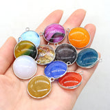 11PCS Dragon Pattern Agate Round Pendant DIY Necklace Accessories