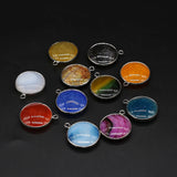 11PCS Dragon Pattern Agate Round Pendant DIY Necklace Accessories