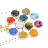 11PCS Dragon Pattern Agate Round Pendant DIY Necklace Accessories