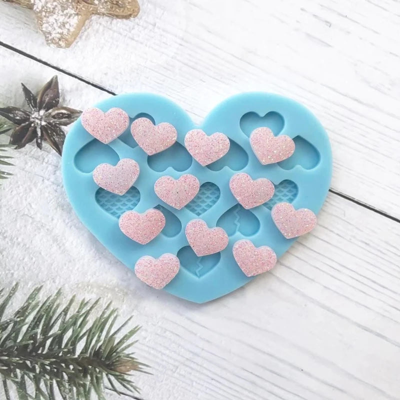 11Pcs DIY Heart Pendant Resin Molds Kit Love Keychain Crafts