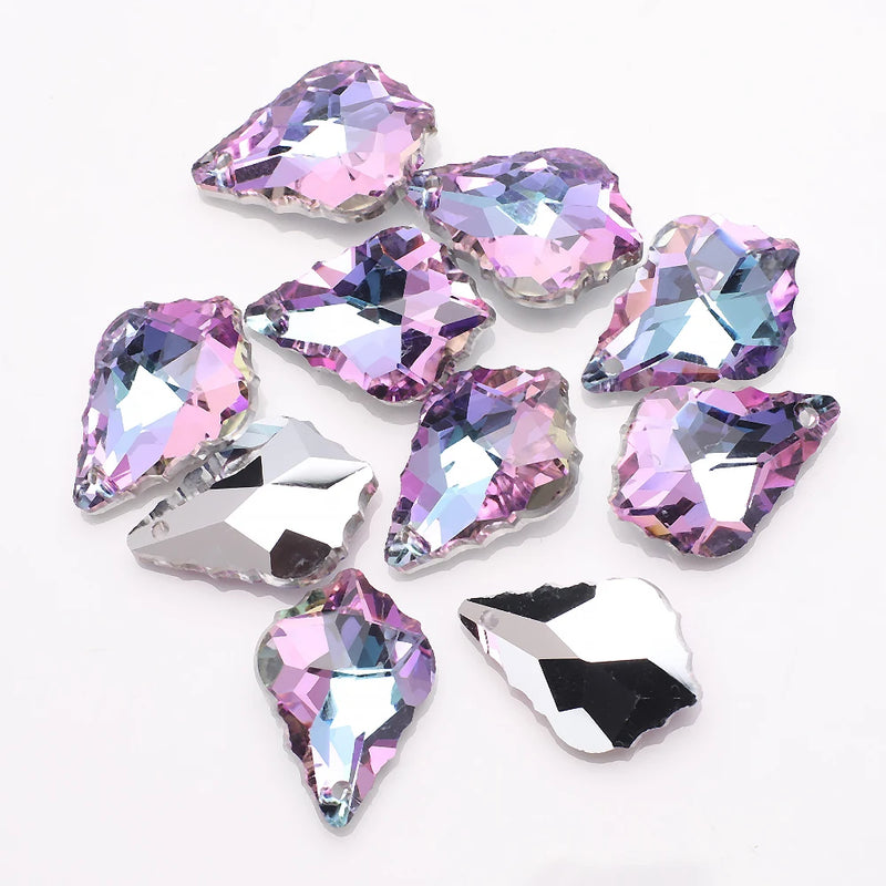 Crystal Baroque Pendants Gems Stone Glass Beads Maple Leaf Charms