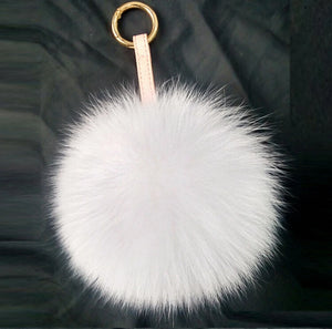 Real Fox Fur Ball PomPom Peach Keychain Pendant Bag Charm