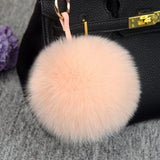 Real Fox Fur Ball PomPom Peach Keychain Pendant Bag Charm