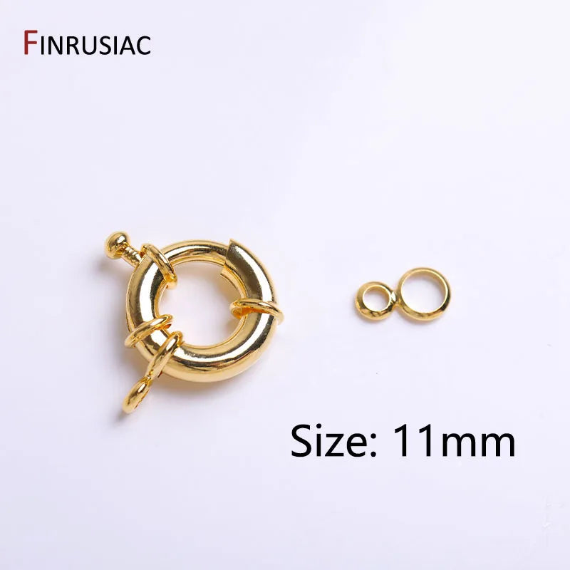 18K Plated Brass Round Spring Clasps Sailor Clasp Jewelry Making Fittings