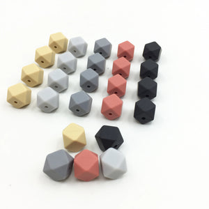 100pcs Geometric Hexagon Silicone Beads Lot 11mm/13mm