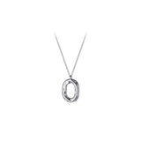 Sterling Silver Irregular Square Oval O Pendant Geometric Long Necklace