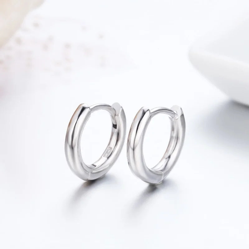 11mm Silver Circle Loop Huggie Hoops Earrings For Women Girls
