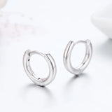 11mm Silver Circle Loop Huggie Hoops Earrings For Women Girls