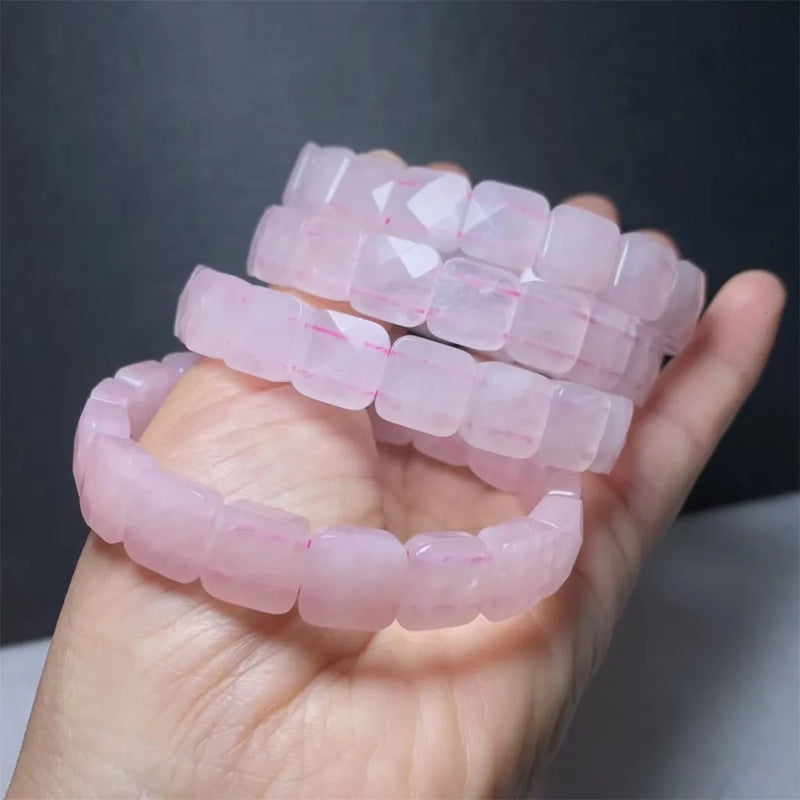 11mm Natural Pink Rose Quartz Bracelet Bangle Crystal Stone Beads