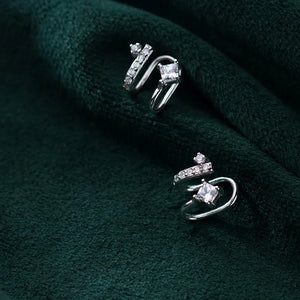 925 Sterling Silver Multi-Rows Zirconia Clip on Earrings