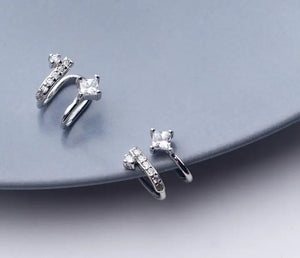 925 Sterling Silver Multi-Rows Zirconia Clip on Earrings