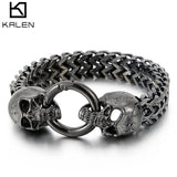 11mm Punk Ghost Head Chain Bracelet Men Stainless Steel 316L Gold/Black/Silver