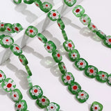 11mm Square Flower Glass Beads DIY Jewelry Material