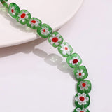 11mm Square Flower Glass Beads DIY Jewelry Material