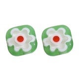 11mm Square Flower Glass Beads DIY Jewelry Material