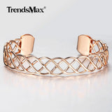 11mm Twisted Carved Bangle Bracelet 585 Rose Cuff Wristband for Women Girls