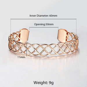 11mm Twisted Carved Bangle Bracelet 585 Rose Cuff Wristband for Women Girls