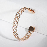 11mm Twisted Carved Bangle Bracelet 585 Rose Cuff Wristband for Women Girls