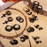 Stainless Steel Cross Huggie Earrings Men Women Punk Jewelry