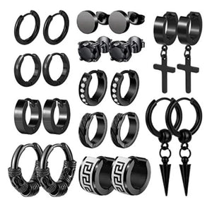 Stainless Steel Cross Huggie Earrings Men Women Punk Jewelry