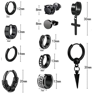 Stainless Steel Cross Huggie Earrings Men Women Punk Jewelry
