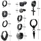 Stainless Steel Cross Huggie Earrings Men Women Punk Jewelry