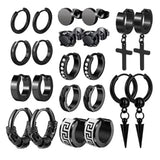 Stainless Steel Cross Huggie Earrings Men Women Punk Jewelry