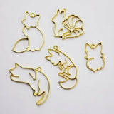 11pcs Fox Cat Metal Frame Pendant Bezel Setting UV Resin Charm