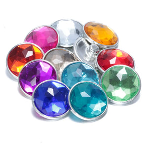 11pcs Mixed Crystal Acrylic Colorful Button Charms 18mm Snap Button Jewelry