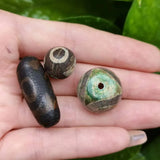 11pcs Natural Three Eyes Pattern Ancient Dzi Bead Agate Multi-Shape DIY