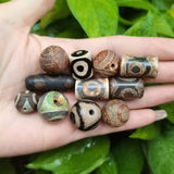 11pcs Natural Three Eyes Pattern Ancient Dzi Bead Agate Multi-Shape DIY