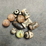 11pcs Natural Three Eyes Pattern Ancient Dzi Bead Agate Multi-Shape DIY