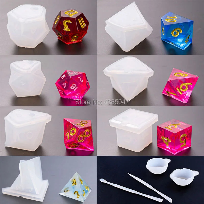 11pcs Dice Resin Mold Gamer-tools Silicone Mould Making