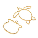 Sea Organism Shape Metal Frame Pendant Bezel Setting UV Resin Charm