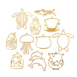 Sea Organism Shape Metal Frame Pendant Bezel Setting UV Resin Charm